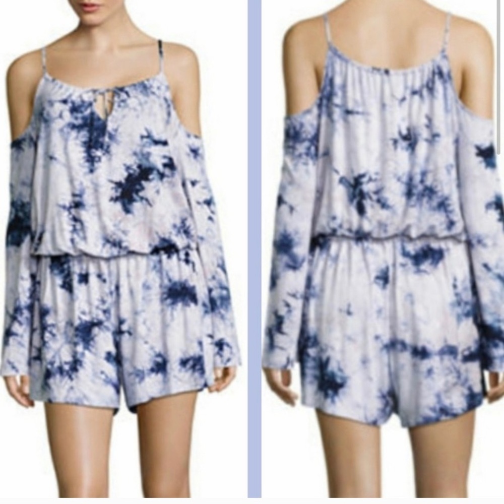 Belle Sky cold shoulder long sleeve tie-dye romper